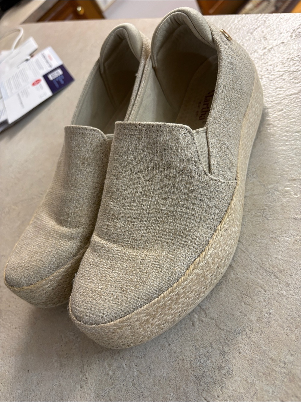Skechers Neutral Beige Platform Espadrille Slip-Ons